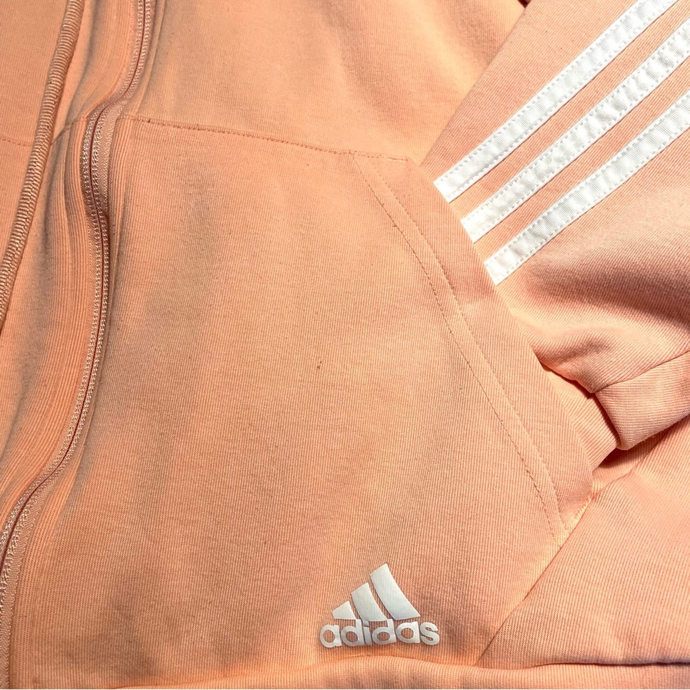 Adidas over sized, cropped, zipper, hooded sweatshirt. Medium - Picture 3 of 13